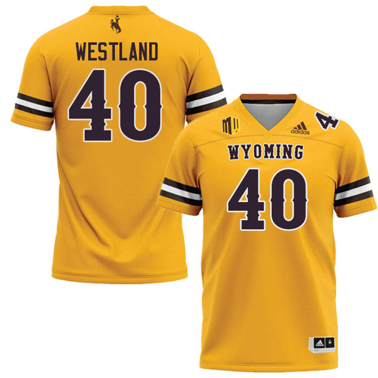 #40 Tyce Westland Wyoming Cowboys Jersey College Football Uniforms,Gears,Jerseys-Gold